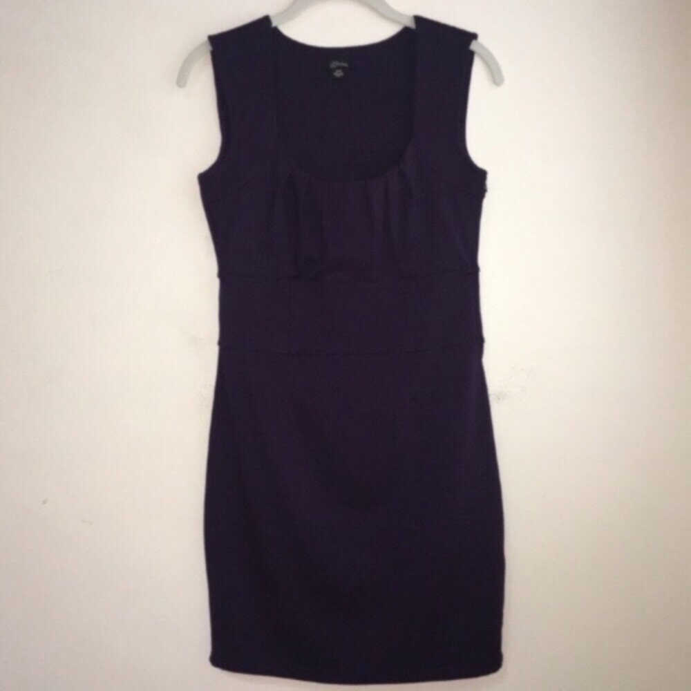 Guess Dark Purple Sleeveless Pleated Sheath Dress